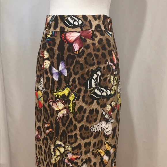 Dolce & Gabbana Leopard & Butterfly Print Skirt, Size 42, US 6, NEW NWT - Picture 4 of 11